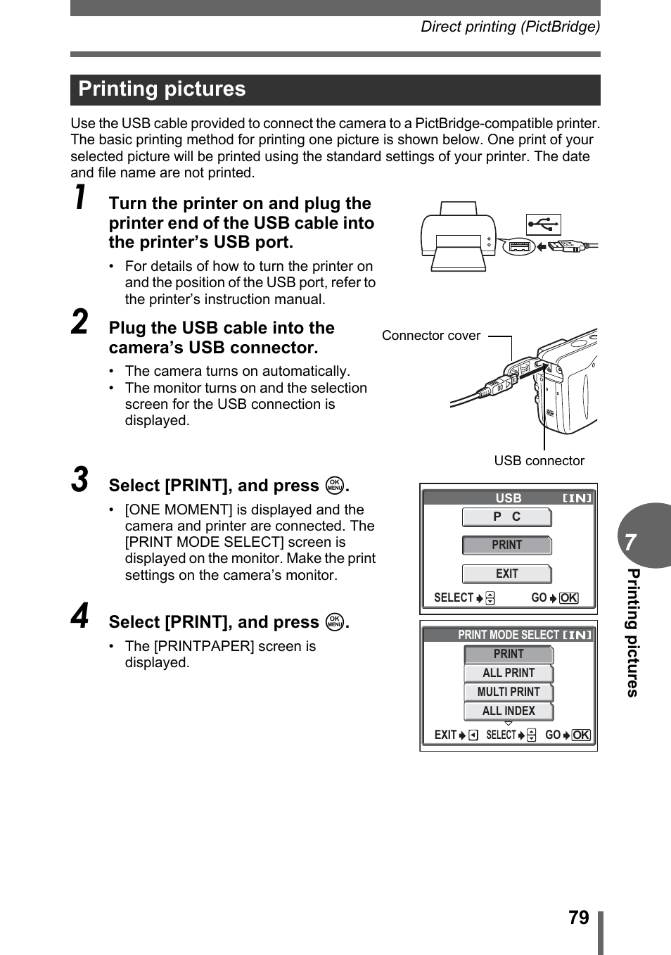 Printing pictures | Olympus FE-120 User Manual | Page 79 / 139