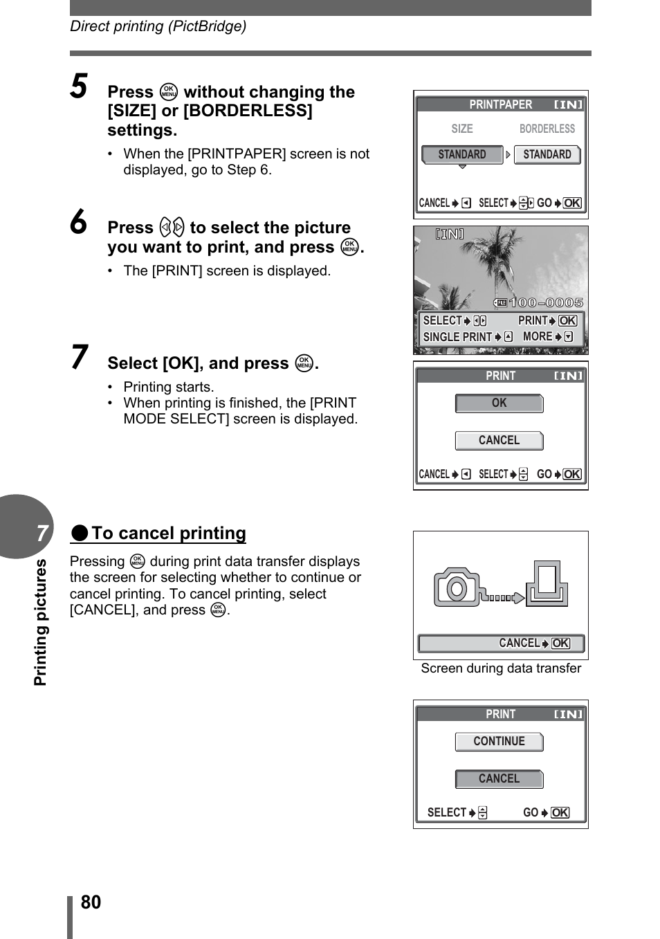 Select [ok], and press z | Olympus FE-120 User Manual | Page 80 / 139