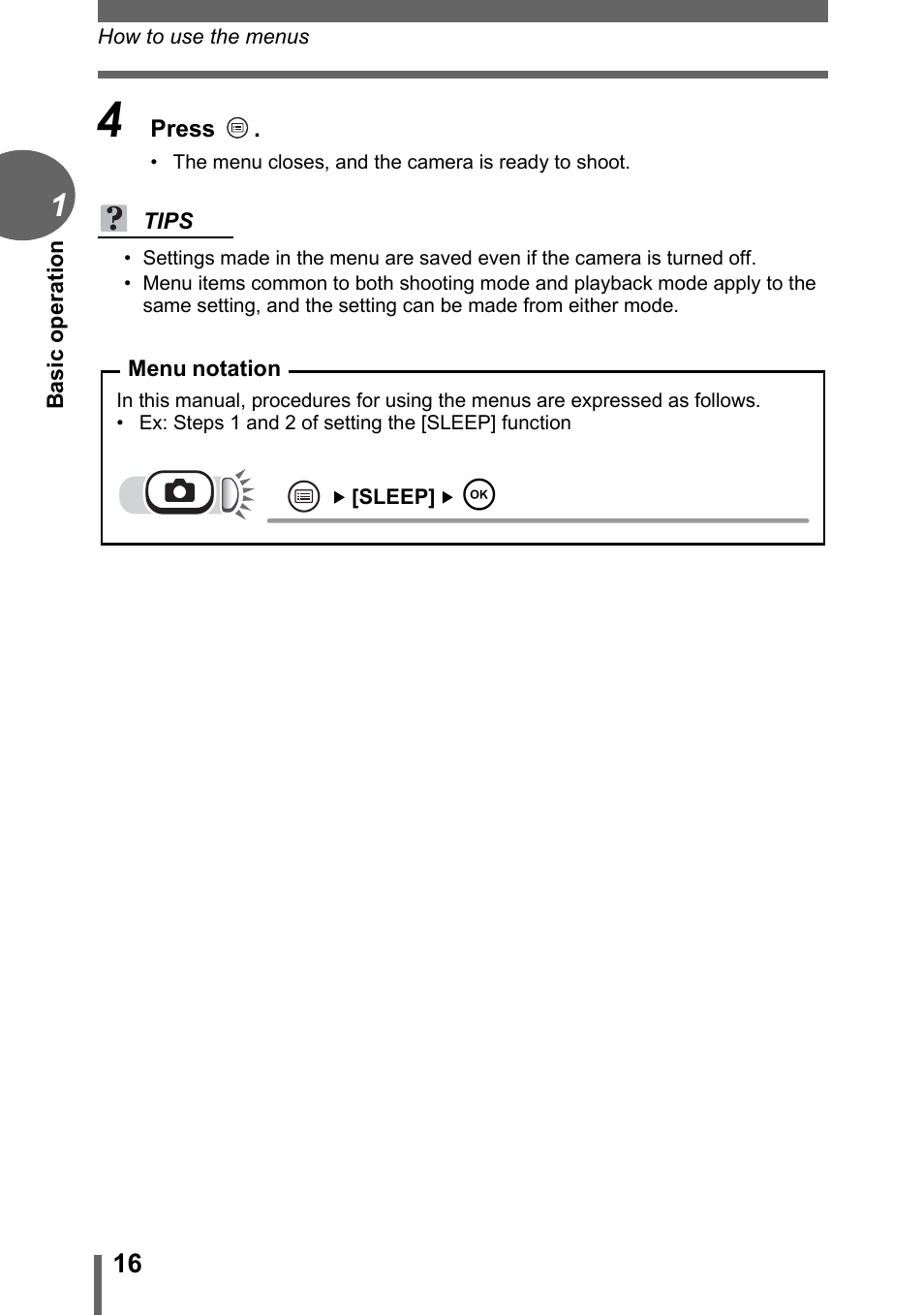 Menu notation” (p. 16) | Olympus FE-110 User Manual | Page 16 / 110