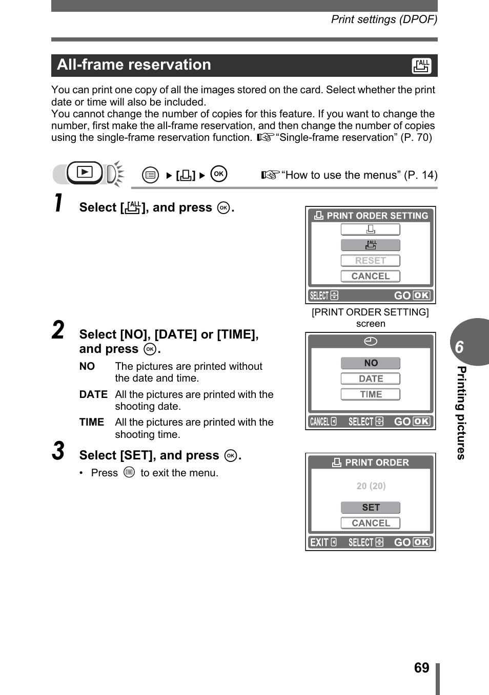 All-frame reservation | Olympus FE-110 User Manual | Page 69 / 110