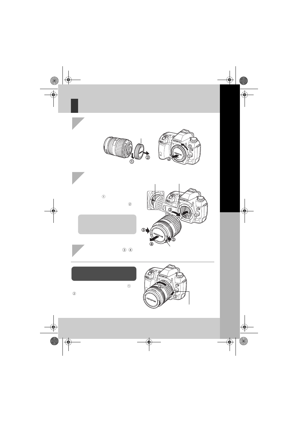Attaching a lens to the camera | Olympus E-30 User Manual | Page 13 / 163