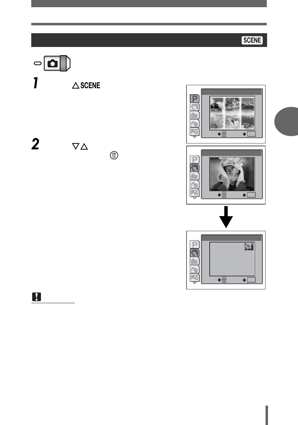 Selecting a scene mode | Olympus µ-mini DIGITAL S User Manual | Page 29 / 158