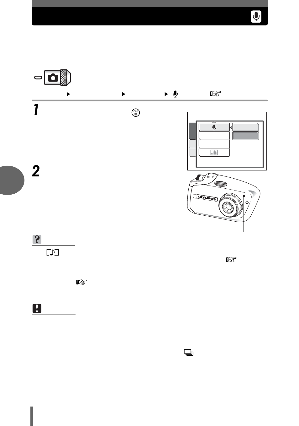 Recording sound with still pictures | Olympus µ-mini DIGITAL S User Manual | Page 52 / 158