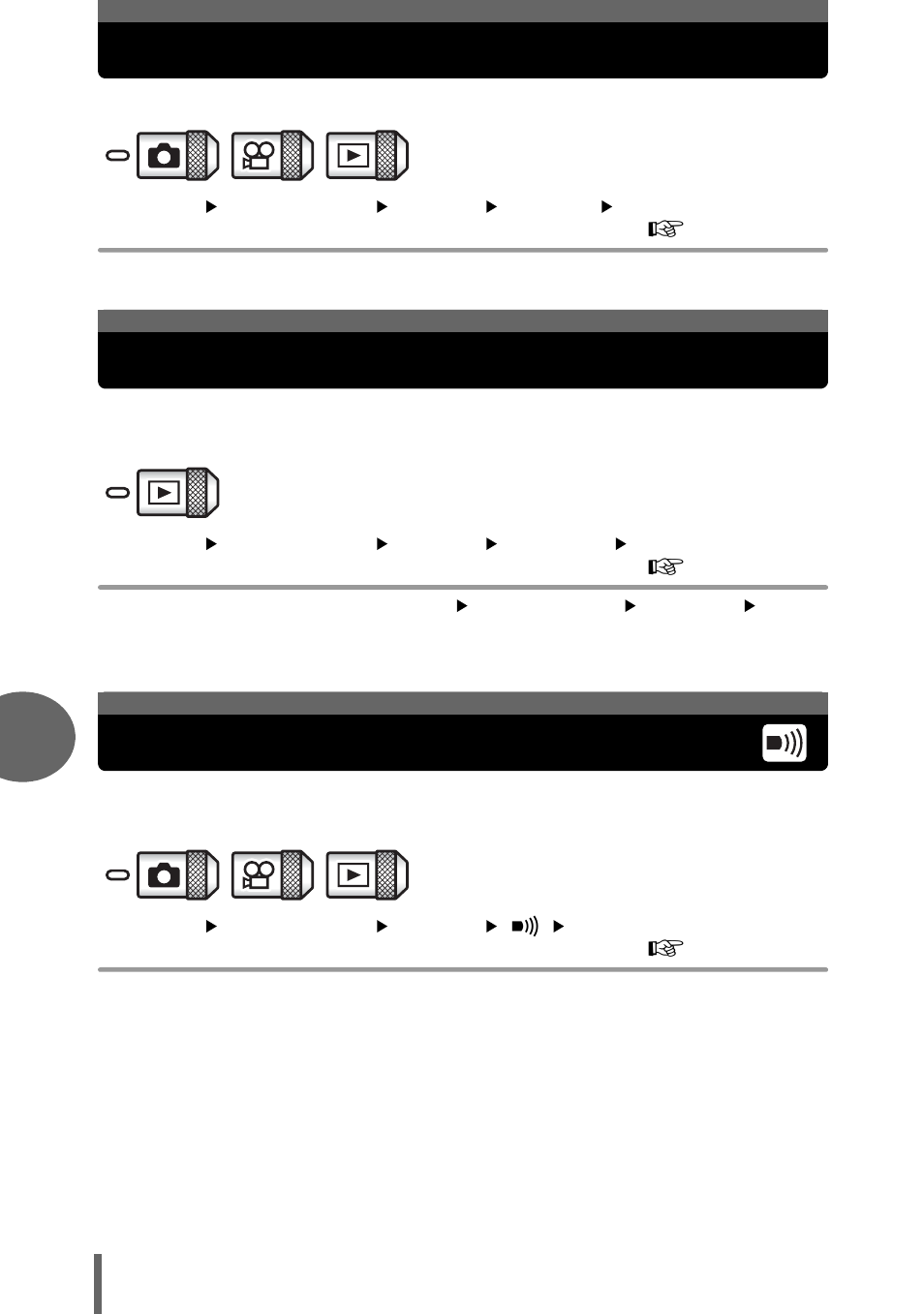 Screen color, Playback volume, Beep | Screen color playback volume beep, G“playback, Volume” (p.86), P.86, Playback volume beep | Olympus µ-mini DIGITAL S User Manual | Page 86 / 158