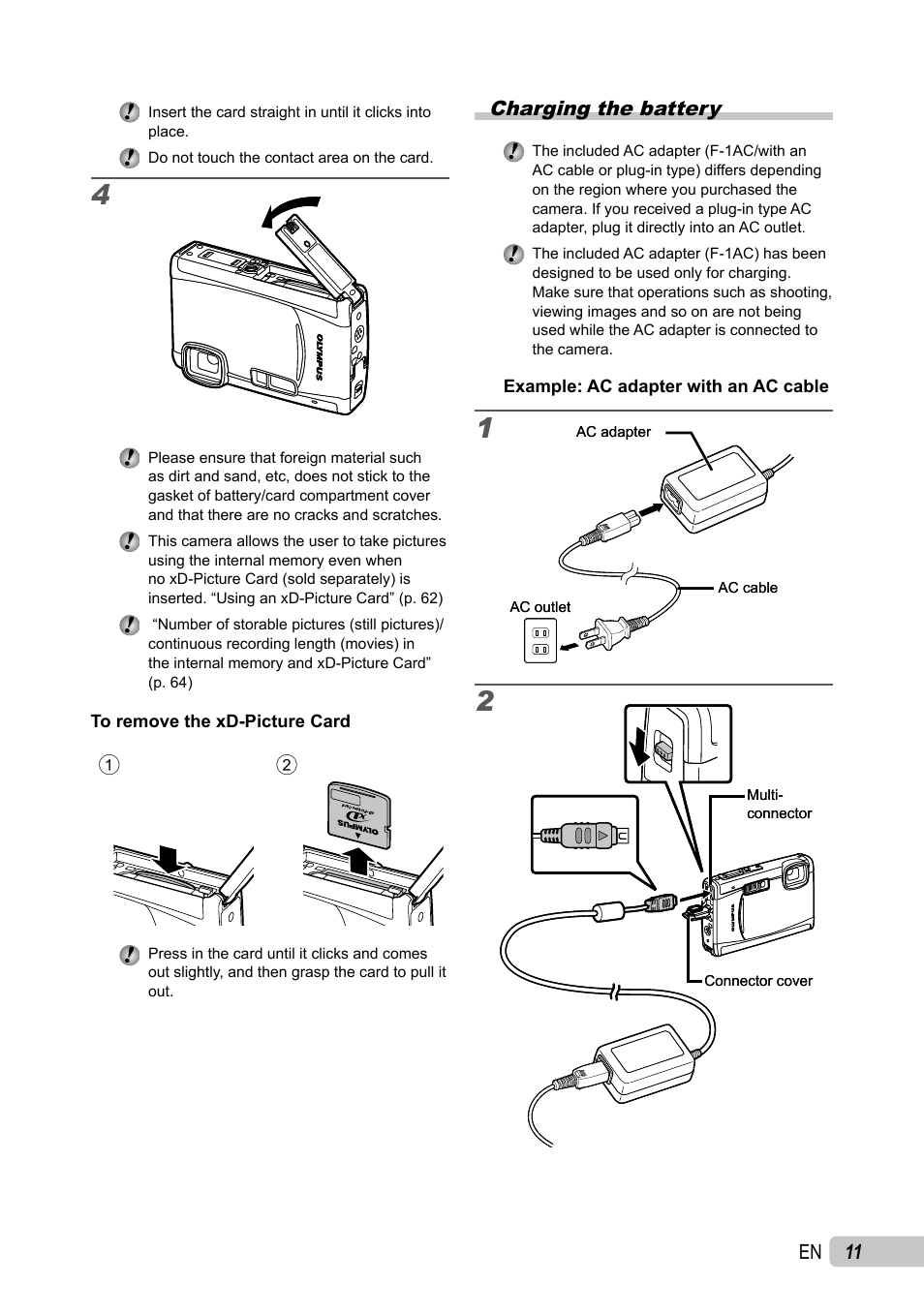 11 en charging the battery | Olympus µ TOUGH-6010 User Manual | Page 11 / 83