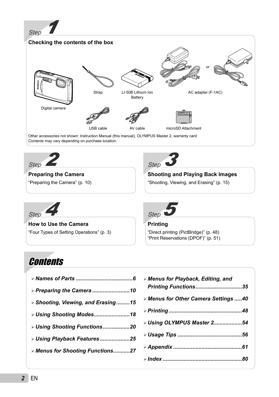 Olympus µ TOUGH-6010 User Manual | Page 2 / 83