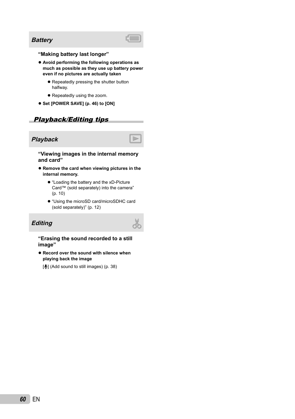 60 en, Playback/editing tips | Olympus µ TOUGH-6010 User Manual | Page 60 / 83