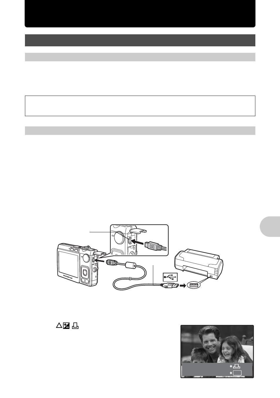 Printing pictures, Direct printing (pictbridge), Using the direct printing function | Easy print, P. 29 | Olympus FE-300 User Manual | Page 29 / 64