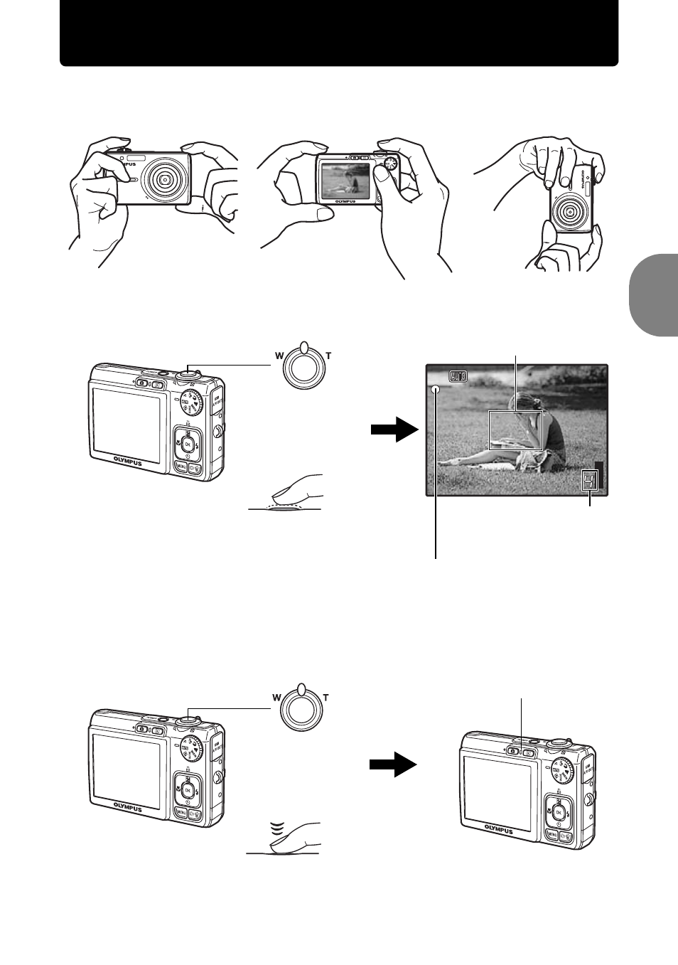 Take a picture | Olympus FE-300 User Manual | Page 9 / 64
