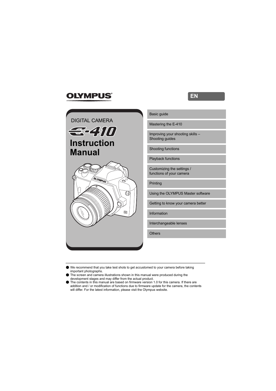 Olympus E-410 User Manual | 128 pages
