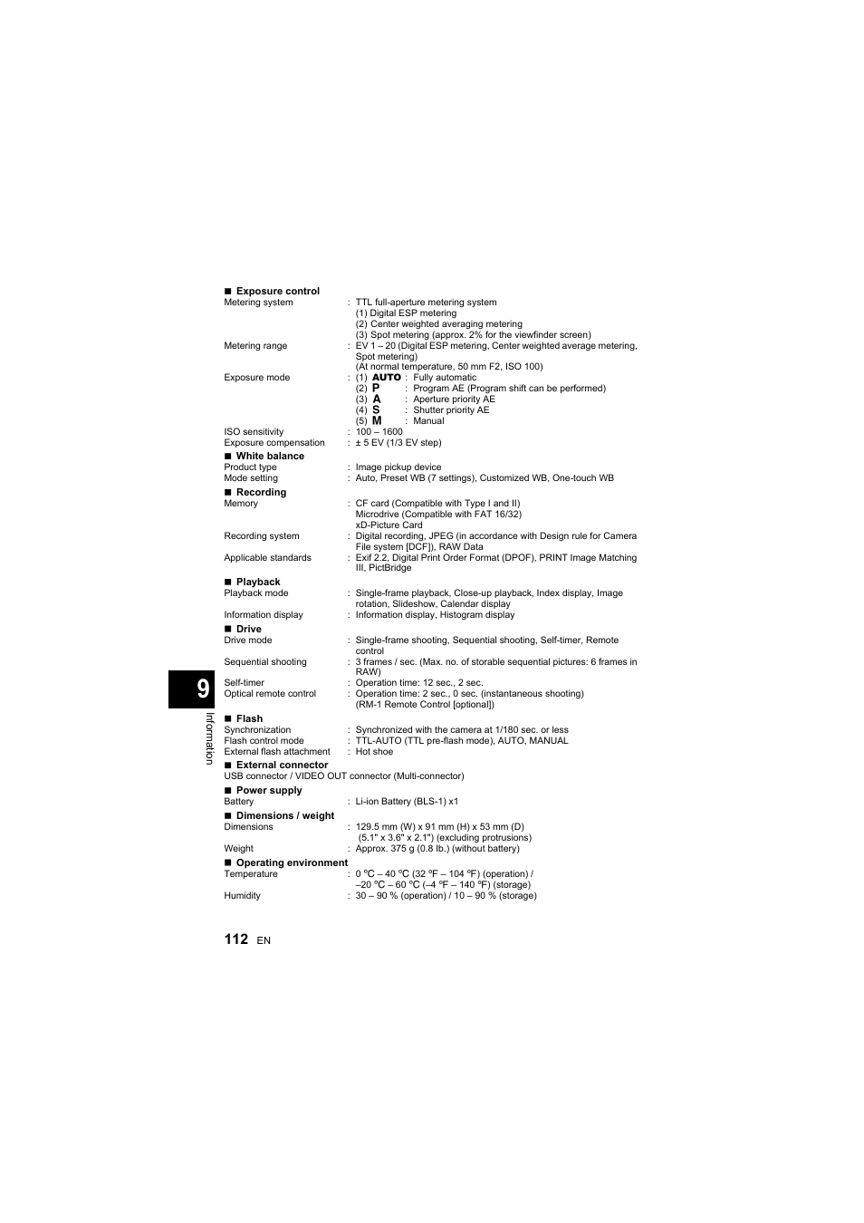 Olympus E-410 User Manual | Page 112 / 128