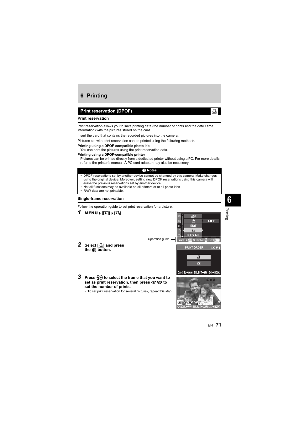 6 printing | Olympus E-410 User Manual | Page 71 / 128