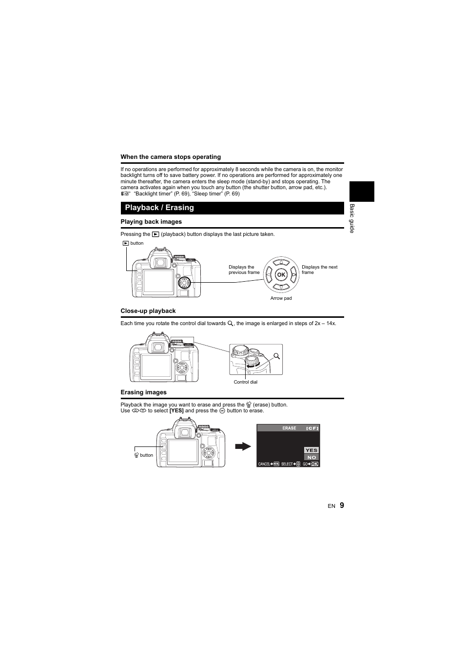 Playback / erasing | Olympus E-410 User Manual | Page 9 / 128