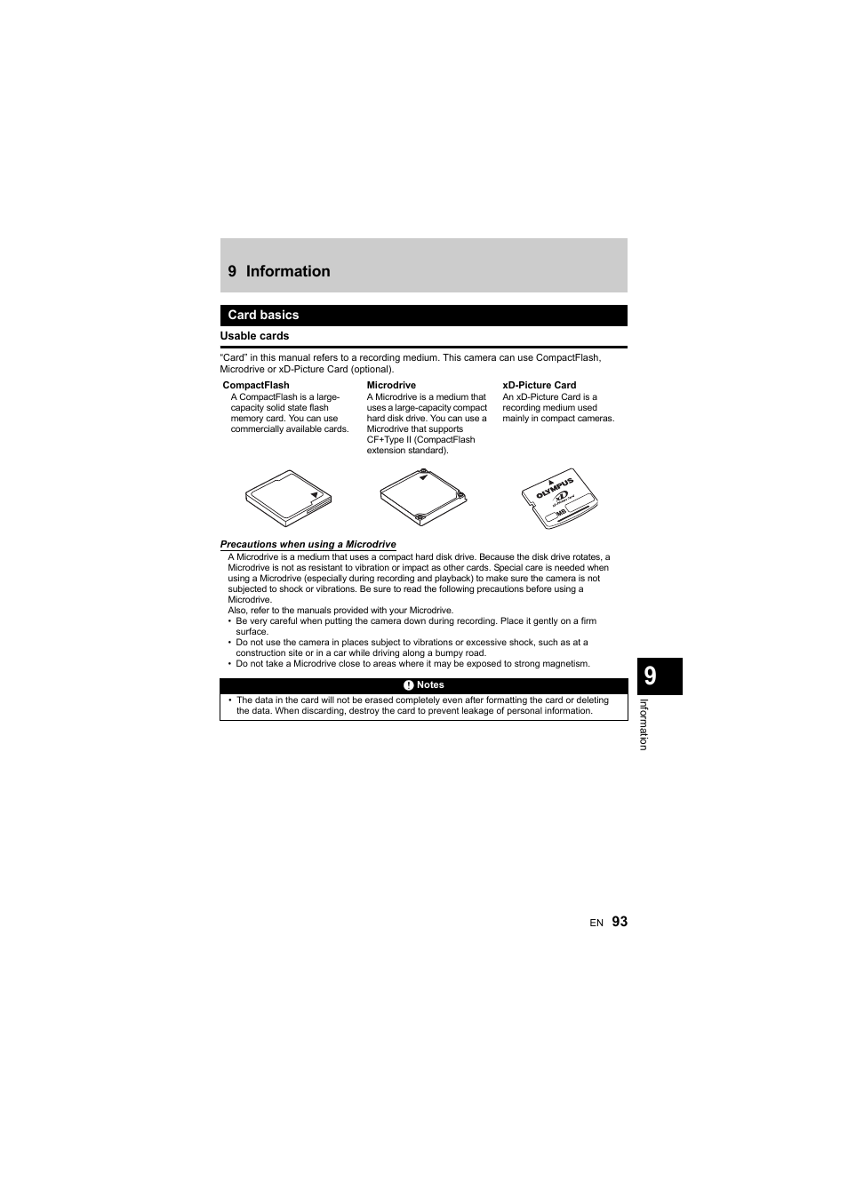 9 information | Olympus E-410 User Manual | Page 93 / 128
