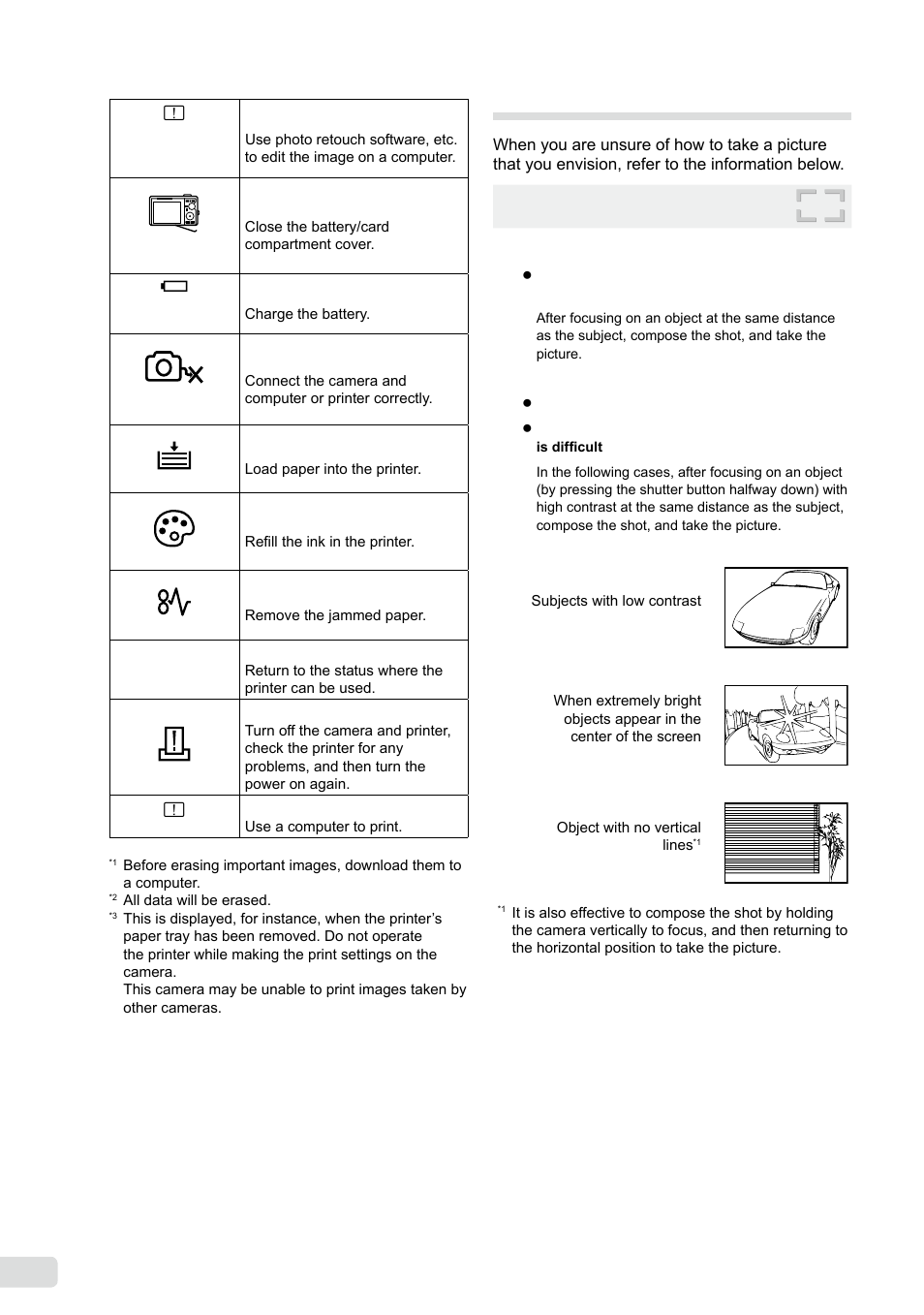 Shooting tips, Focusing | Olympus FE-370 User Manual | Page 48 / 64