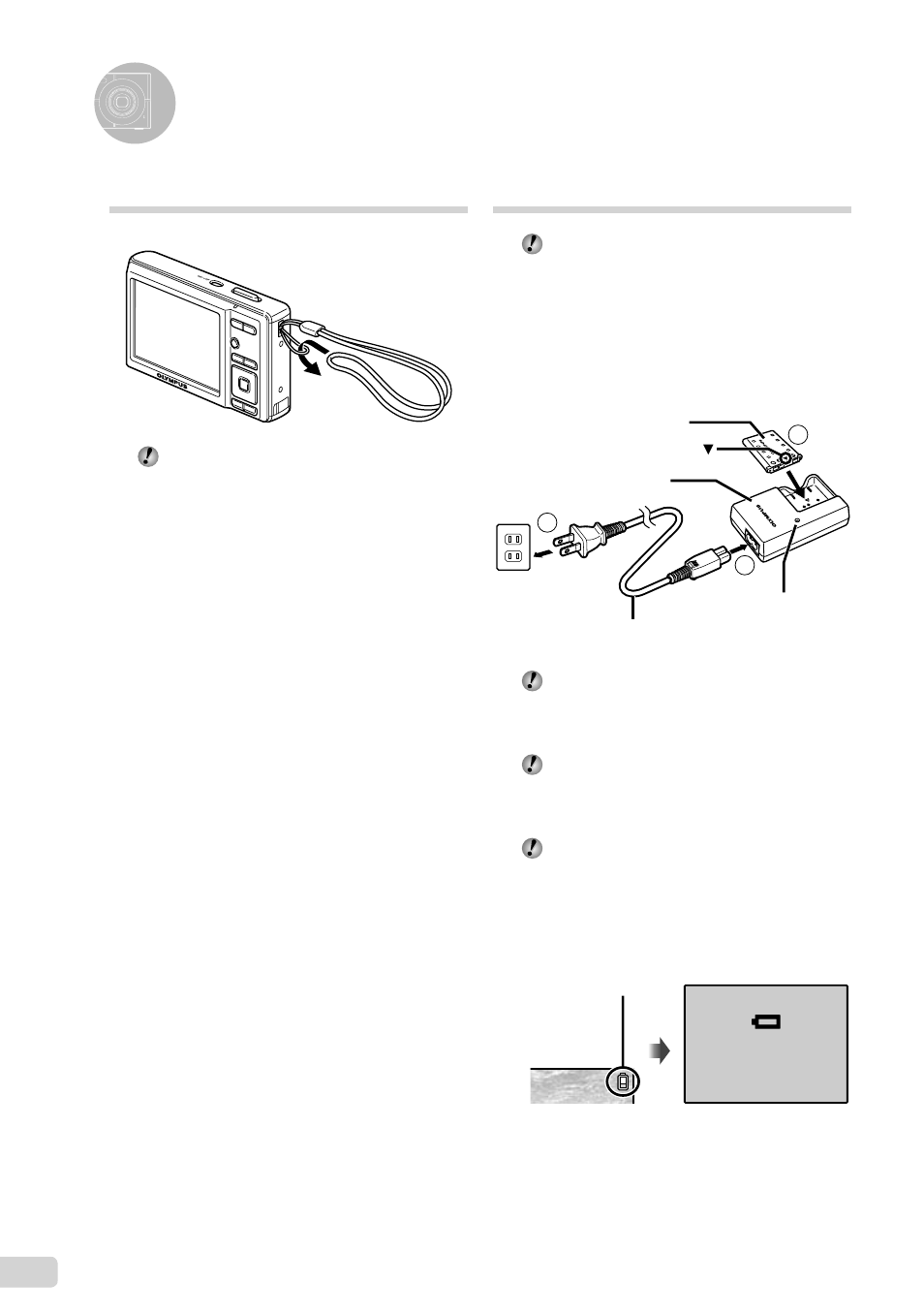 Preparing the camera, Attaching the camera strap, Charging the battery | 10 en | Olympus FE-3000 User Manual | Page 10 / 58