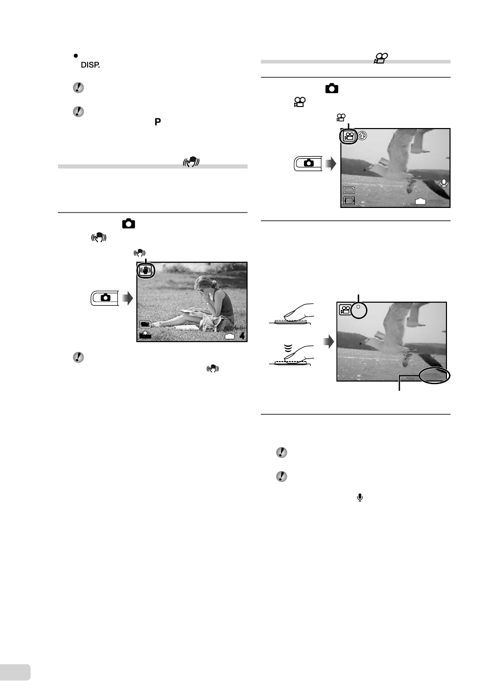 Using the digital image stabilization mode, Shooting movies, 18 en | Shooting movies (n mode) | Olympus FE-3000 User Manual | Page 18 / 58