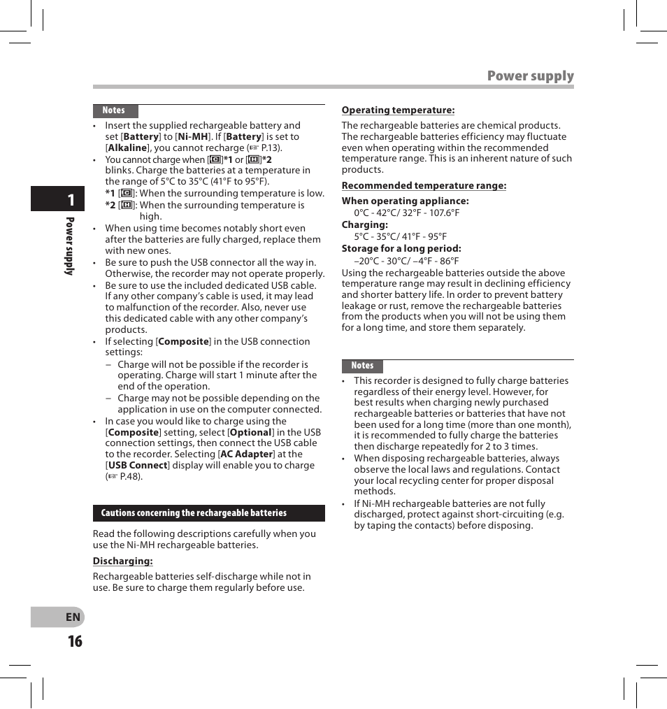Power supply | Olympus DS-2500 User Manual | Page 16 / 65
