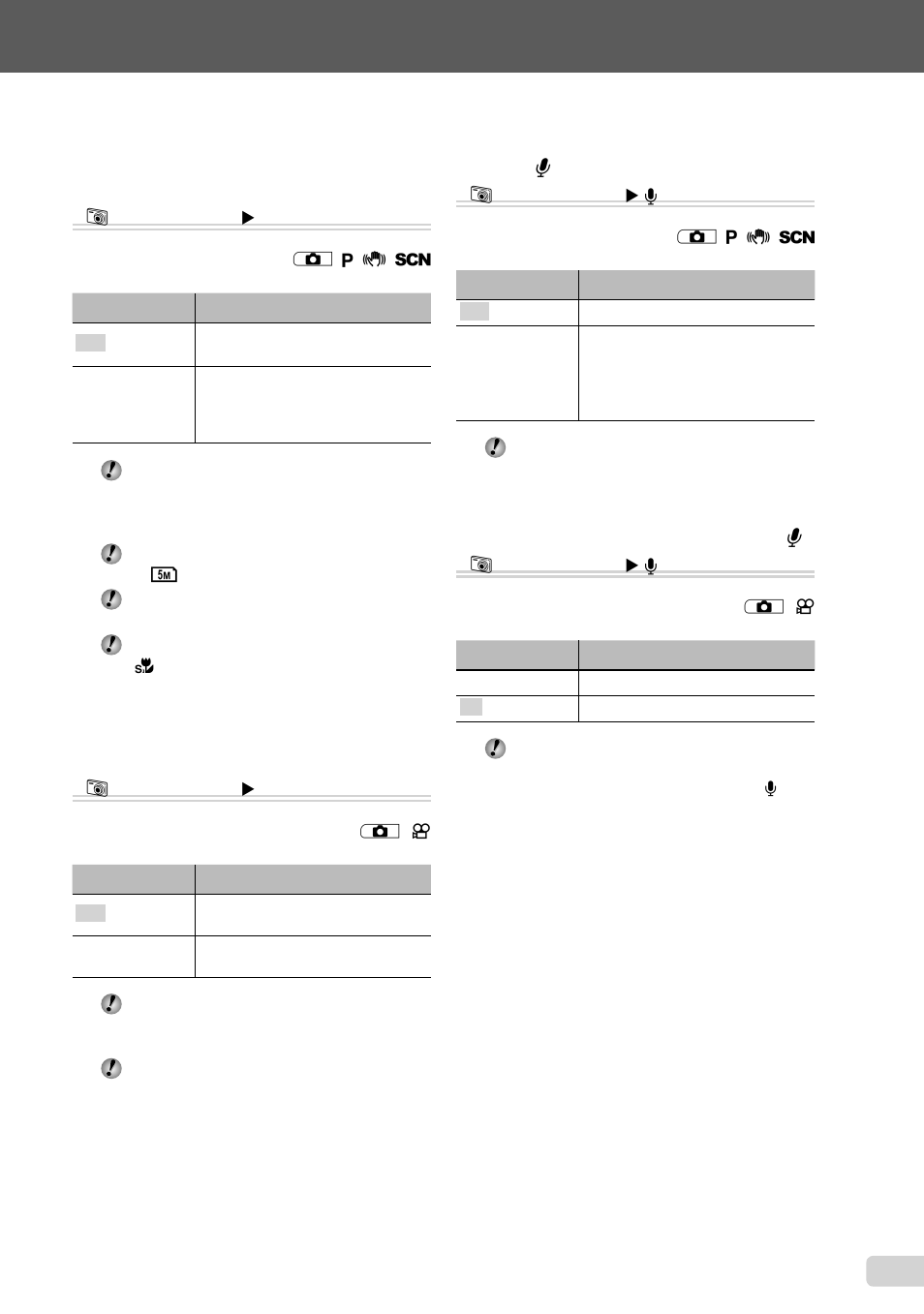 25 en, Recording sound when shooting still images [ r ] b, Selecting sound setting for movies [ r ] b | Olympus FE-5020 User Manual | Page 25 / 63