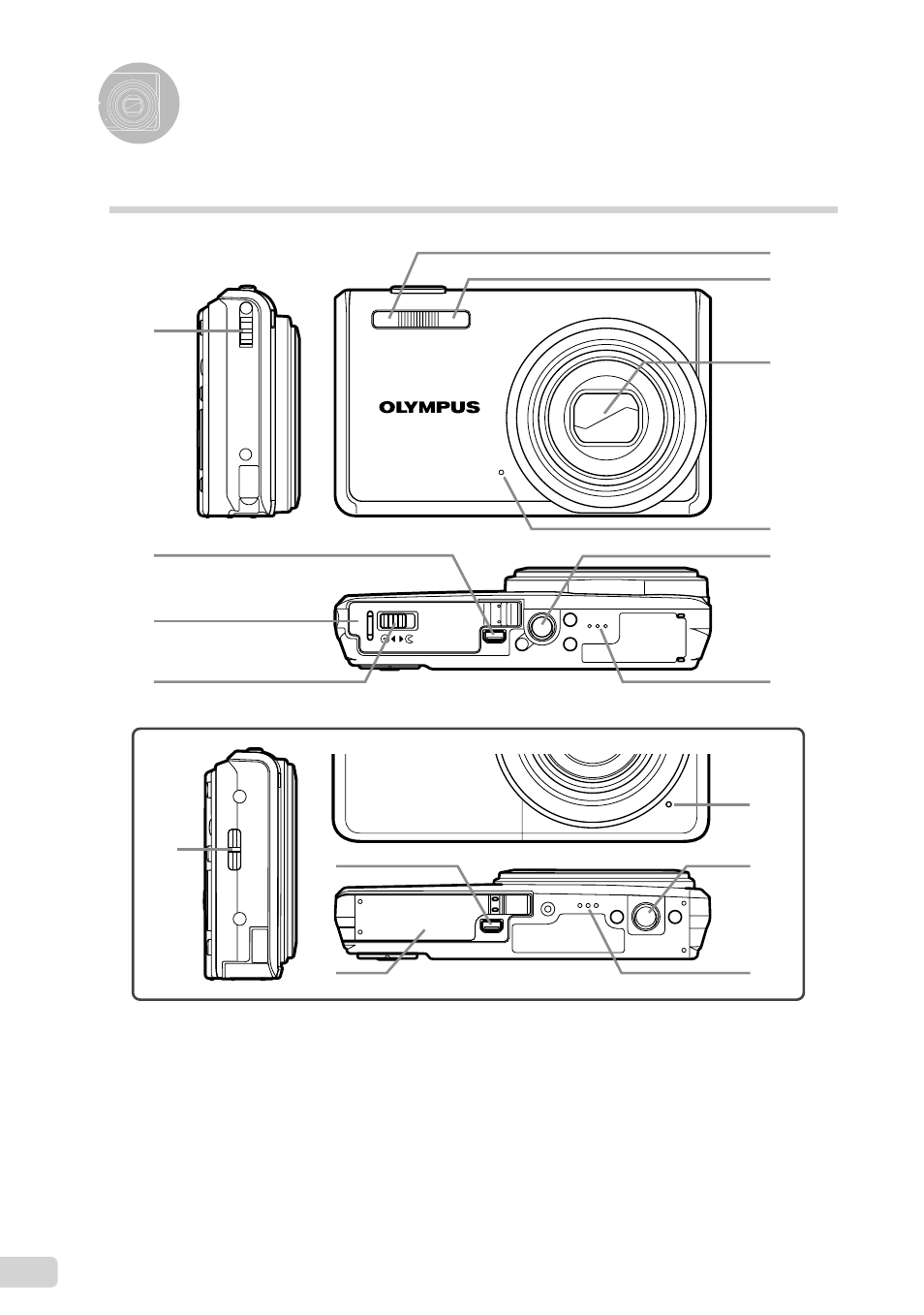 Names of parts | Olympus FE-5020 User Manual | Page 6 / 63