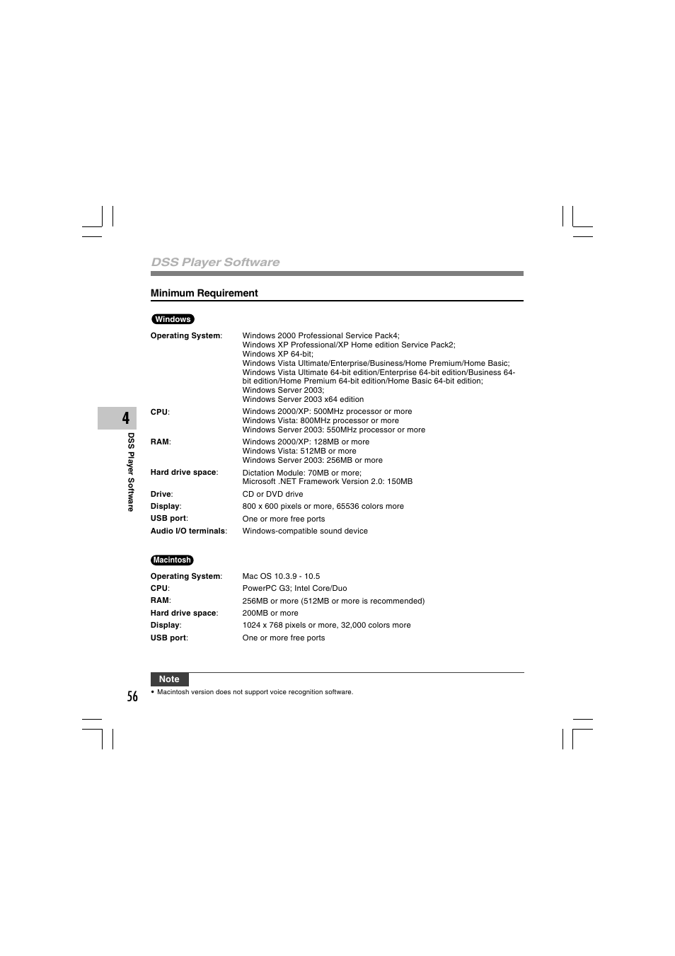 Dss player software | Olympus DS-5000 User Manual | Page 56 / 69