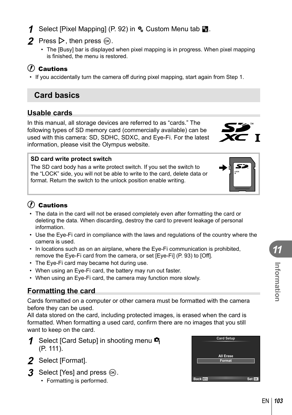 Card basics | Olympus EM5 User Manual | Page 103 / 133