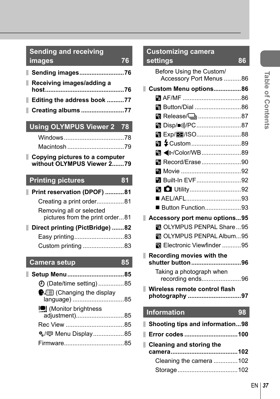 Olympus EM5 User Manual | Page 37 / 133