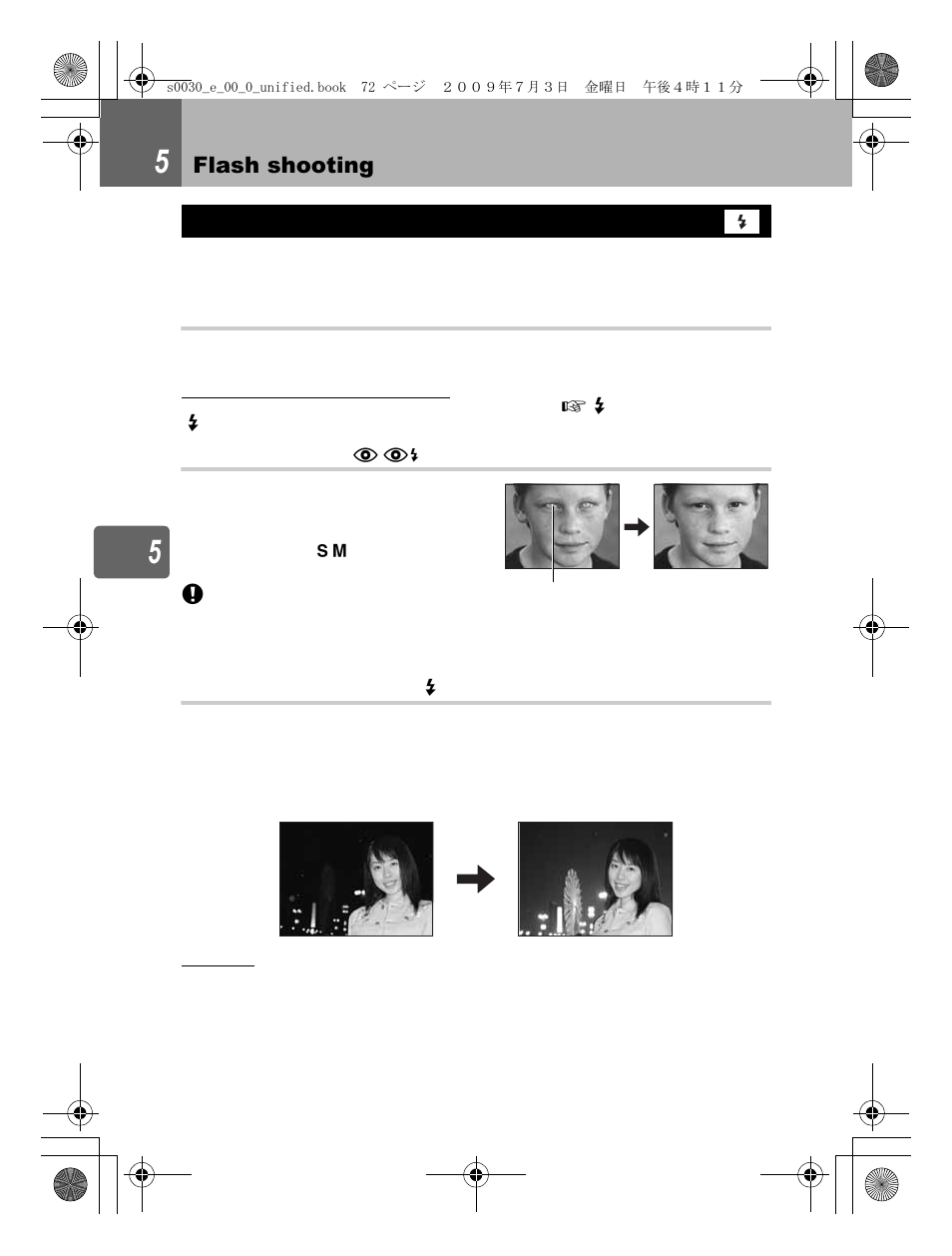 Flash shooting, Flash mode setting | Olympus E-600 User Manual | Page 72 / 155