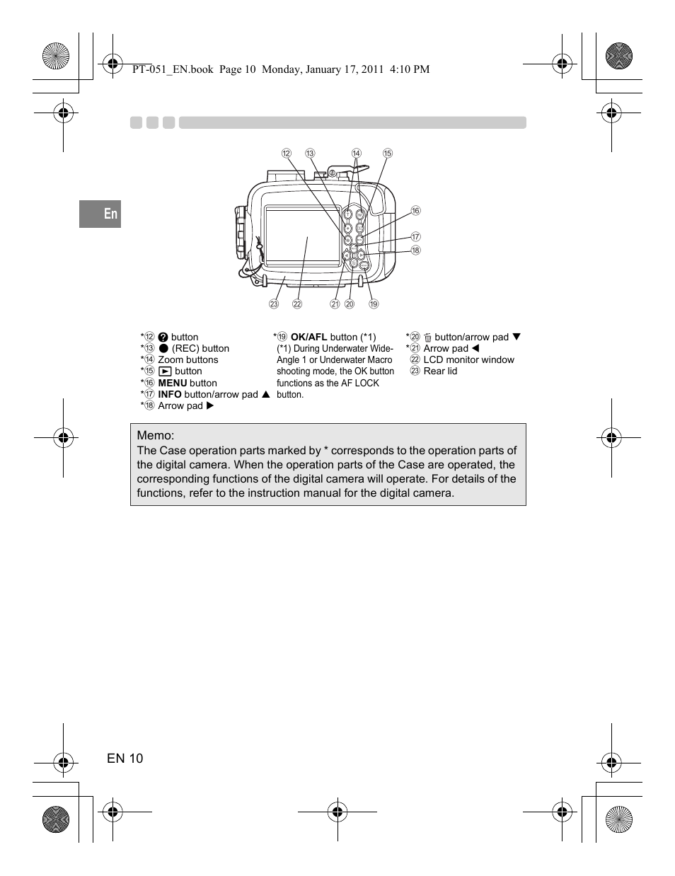 En 10 | Olympus PT-051 User Manual | Page 10 / 30
