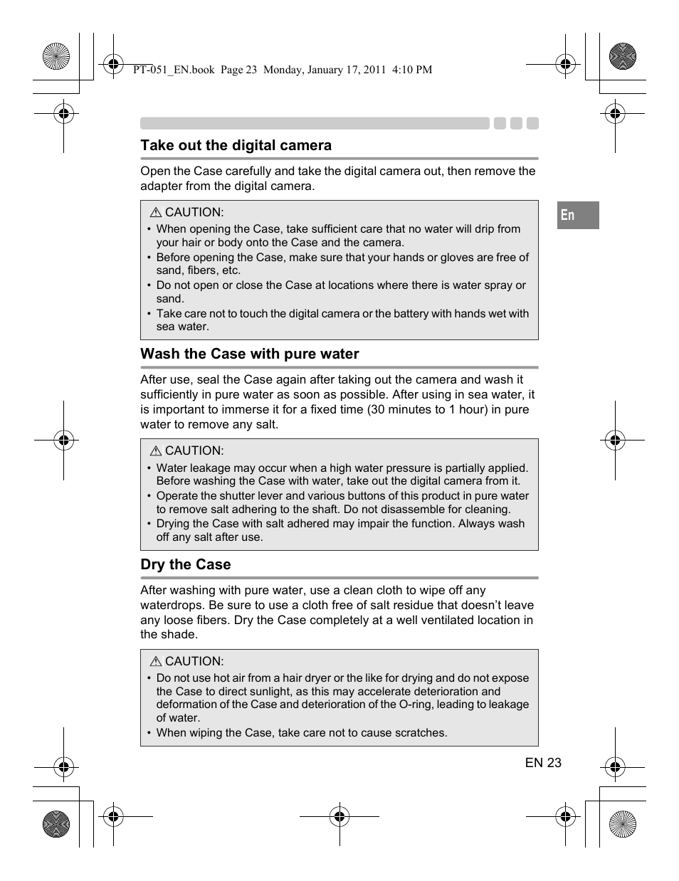 Olympus PT-051 User Manual | Page 23 / 30