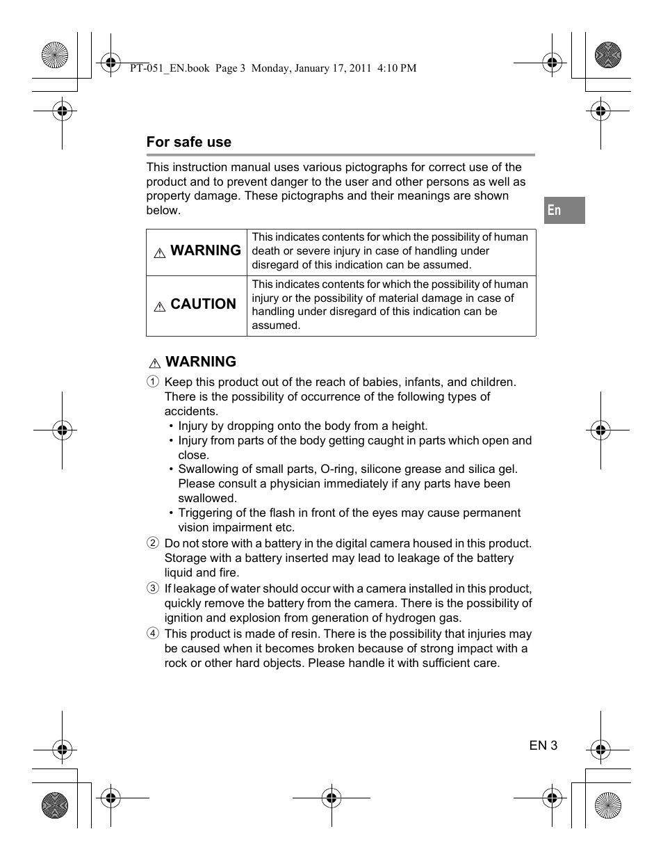 Olympus PT-051 User Manual | Page 3 / 30