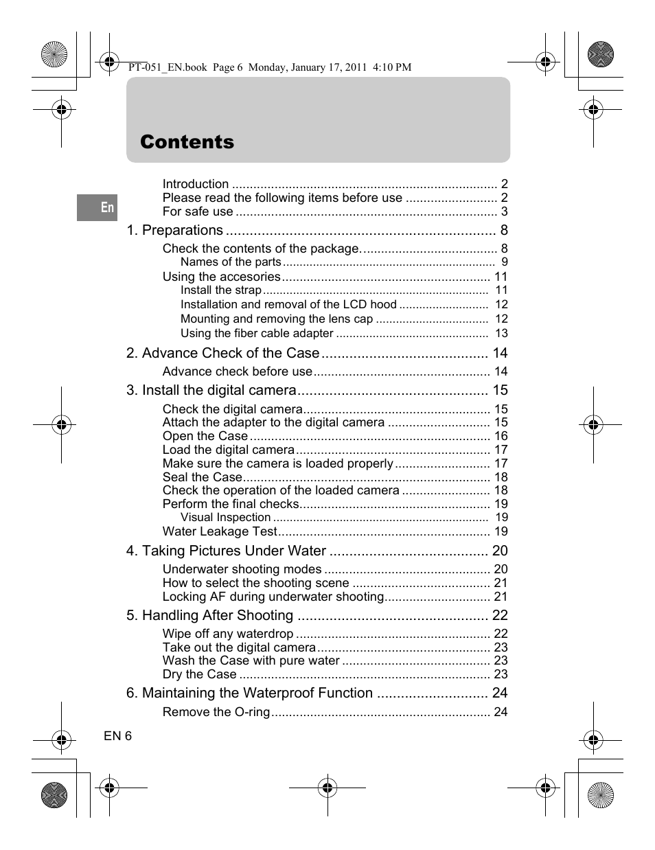 Olympus PT-051 User Manual | Page 6 / 30