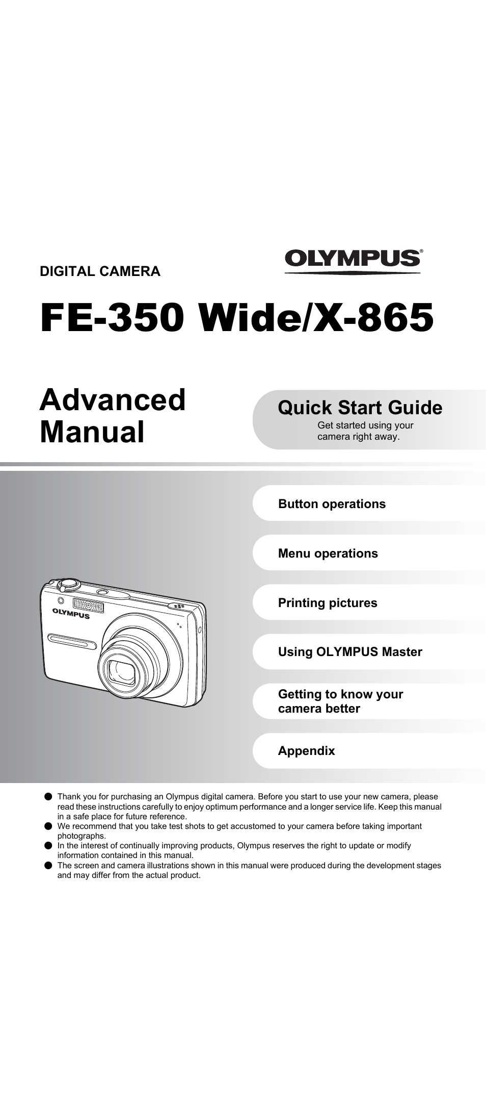 Olympus FE-350 Wide User Manual | 63 pages
