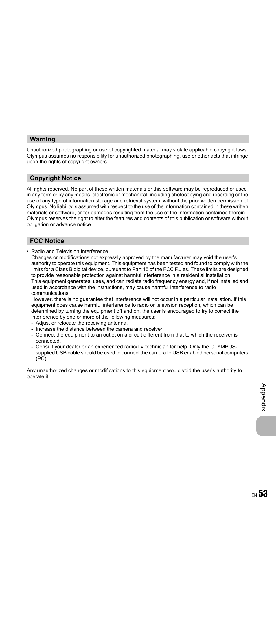 Ap pend ix | Olympus FE-350 Wide User Manual | Page 53 / 63