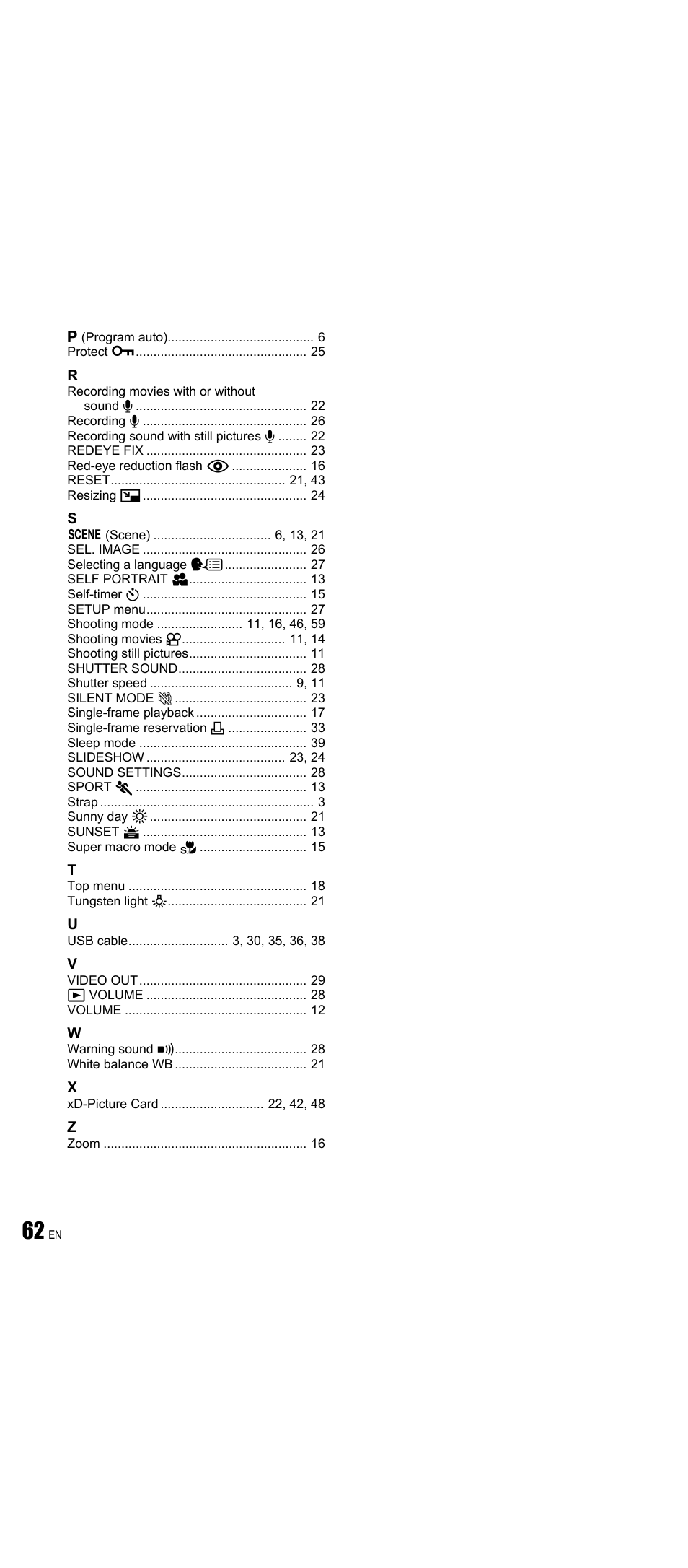 Olympus FE-350 Wide User Manual | Page 62 / 63