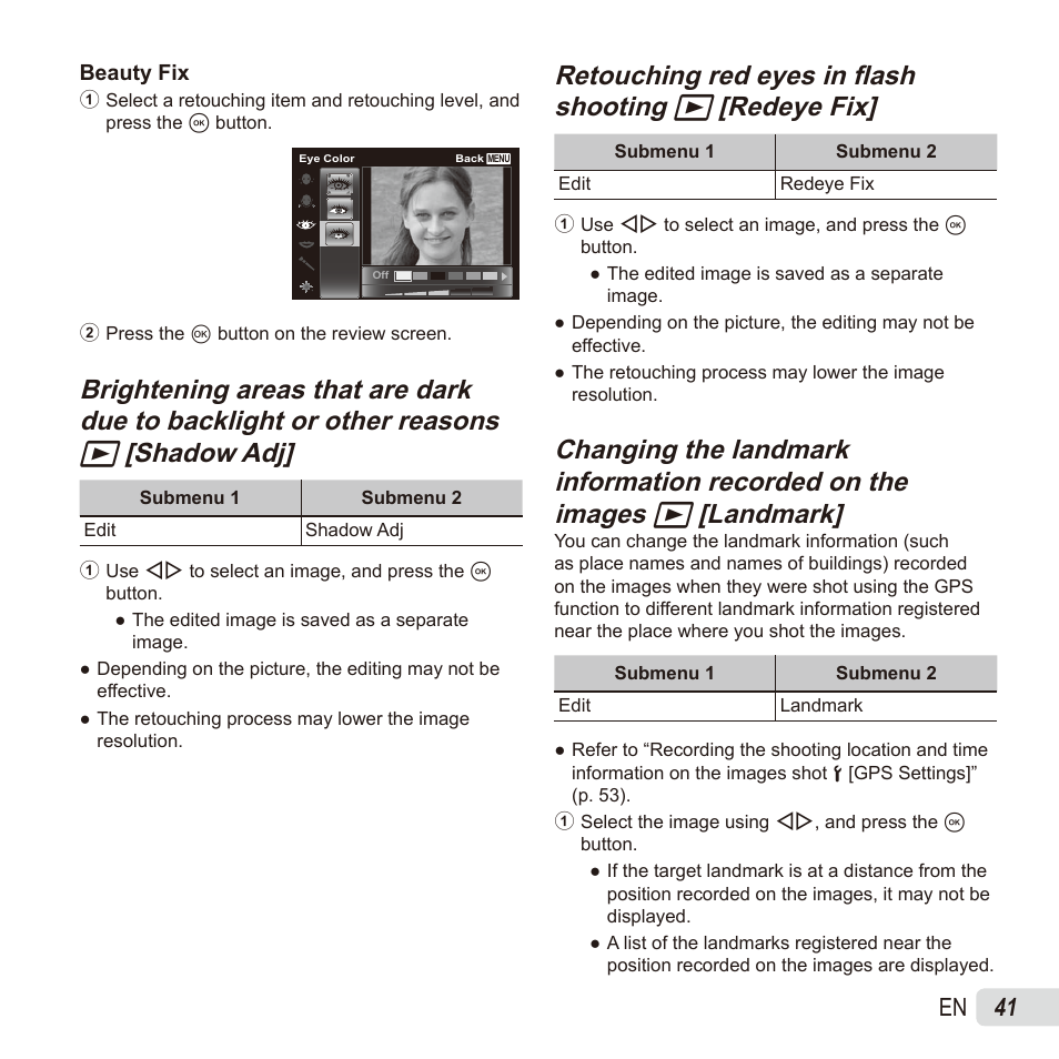 41 en | Olympus TG835 User Manual | Page 41 / 101