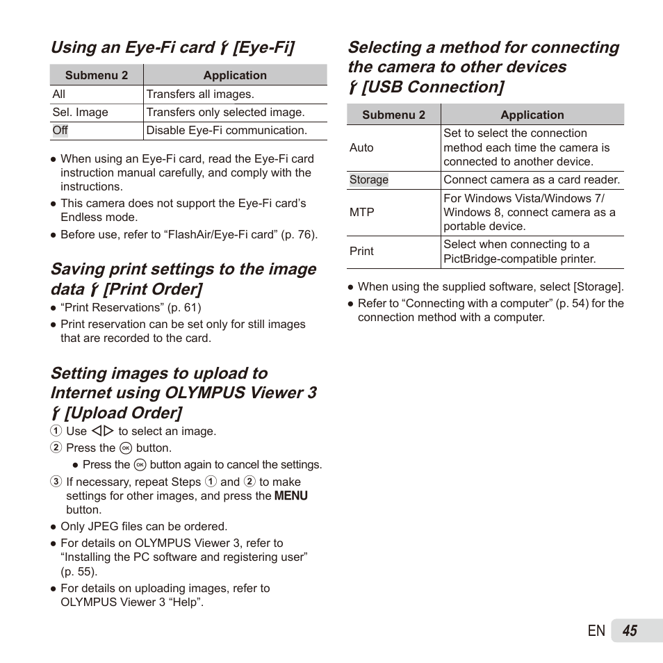 Using an eye-fi card, Using an eye-fi card dd [eye-fi] [eye-fi, 45 en | Olympus TG835 User Manual | Page 45 / 101