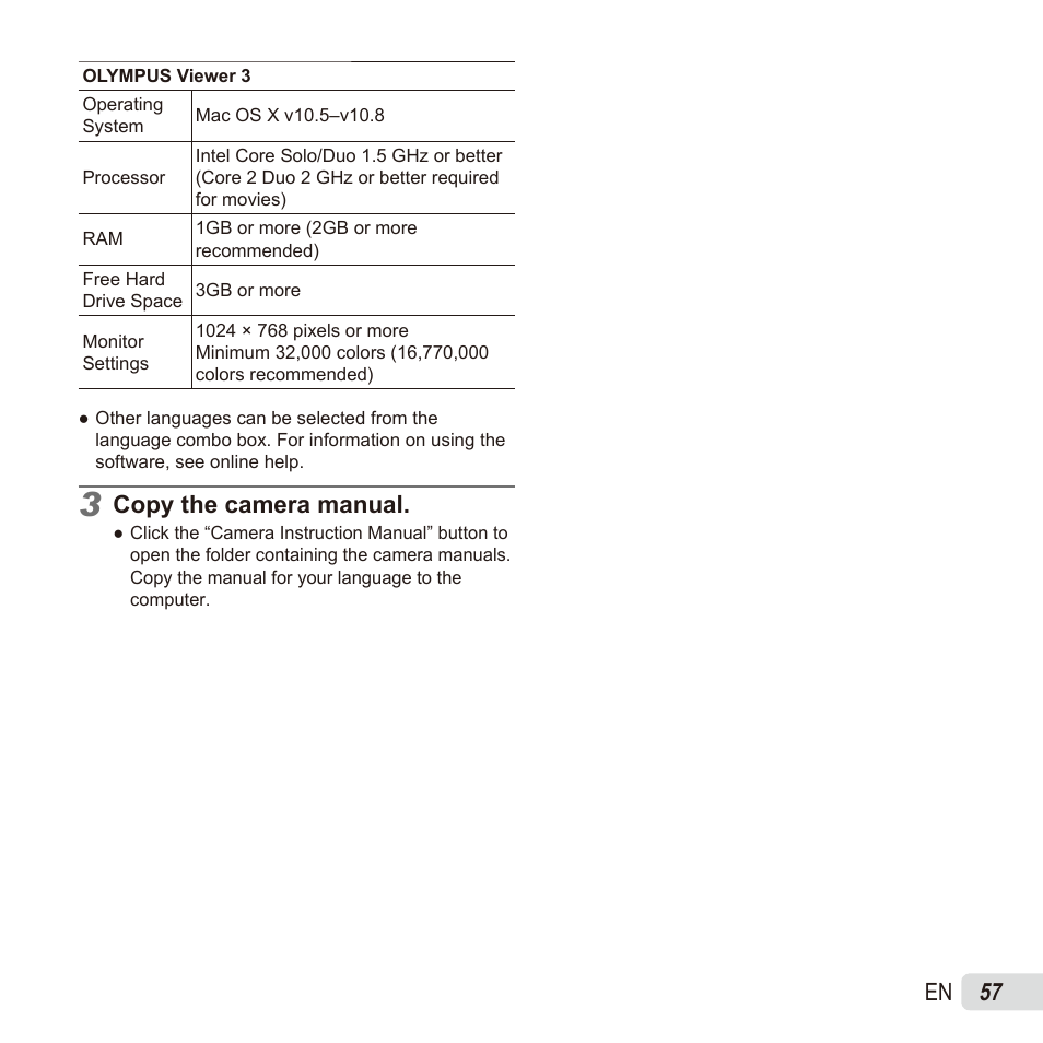 57 en, Copy the camera manual | Olympus TG835 User Manual | Page 57 / 101