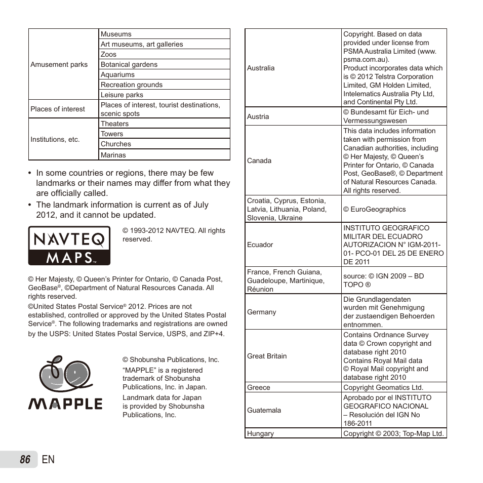 86 en | Olympus TG835 User Manual | Page 86 / 101