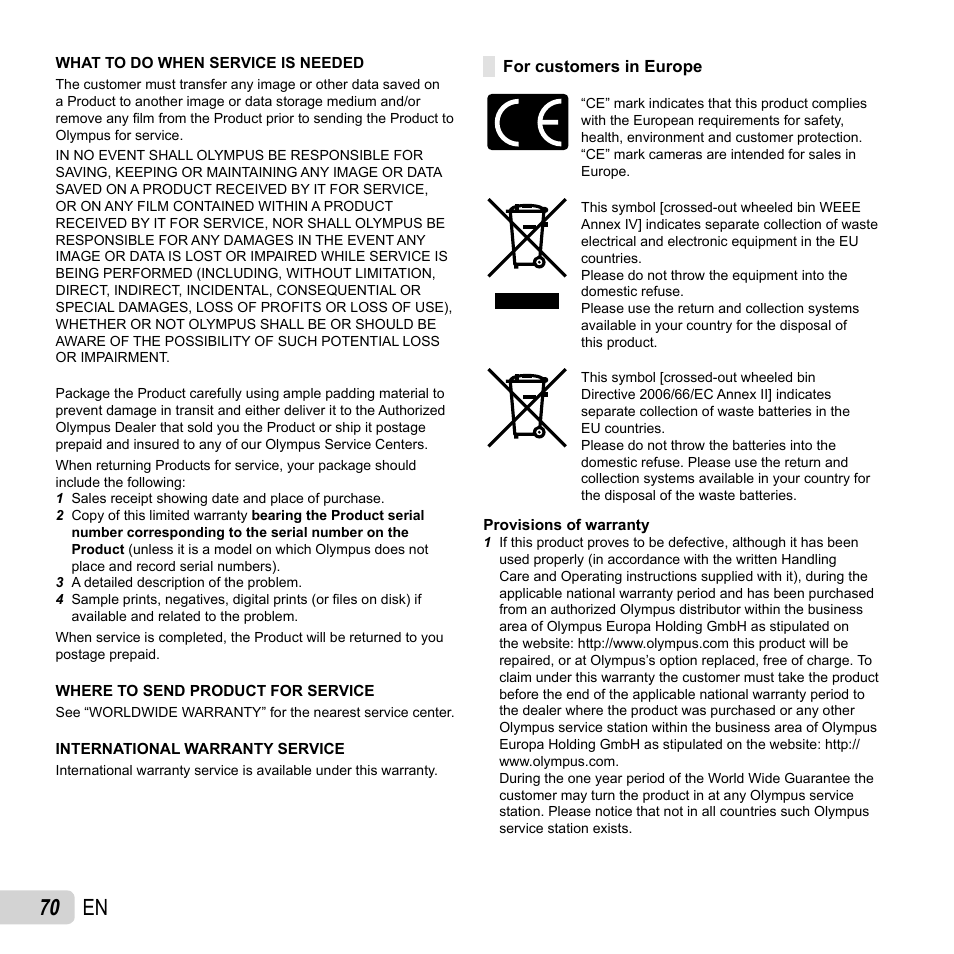 70 en | Olympus SP-820UZ User Manual | Page 70 / 76