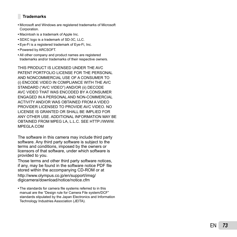 73 en | Olympus SP-820UZ User Manual | Page 73 / 76