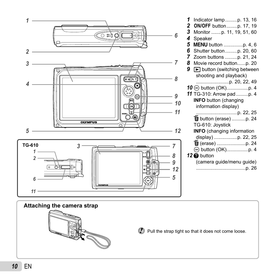 10 en | Olympus TG-310 User Manual | Page 10 / 83