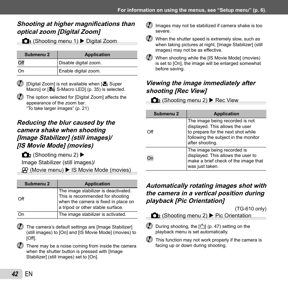 42 en | Olympus TG-310 User Manual | Page 42 / 83