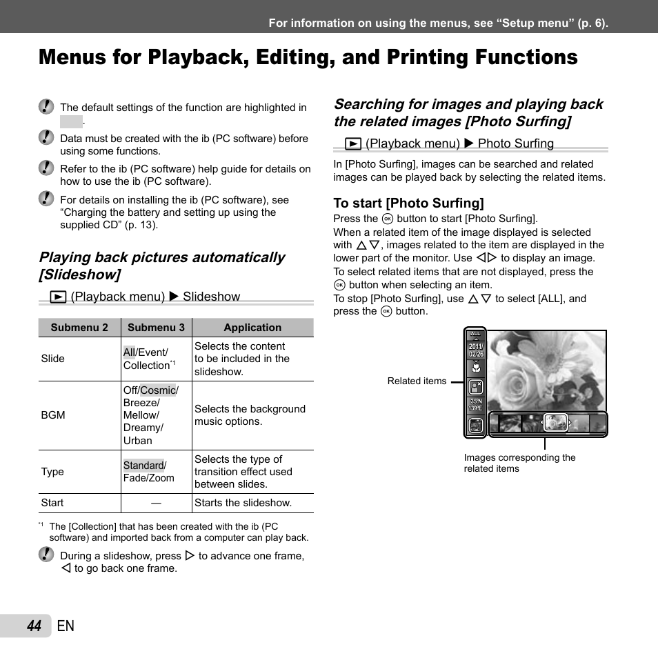 44 en | Olympus TG-310 User Manual | Page 44 / 83