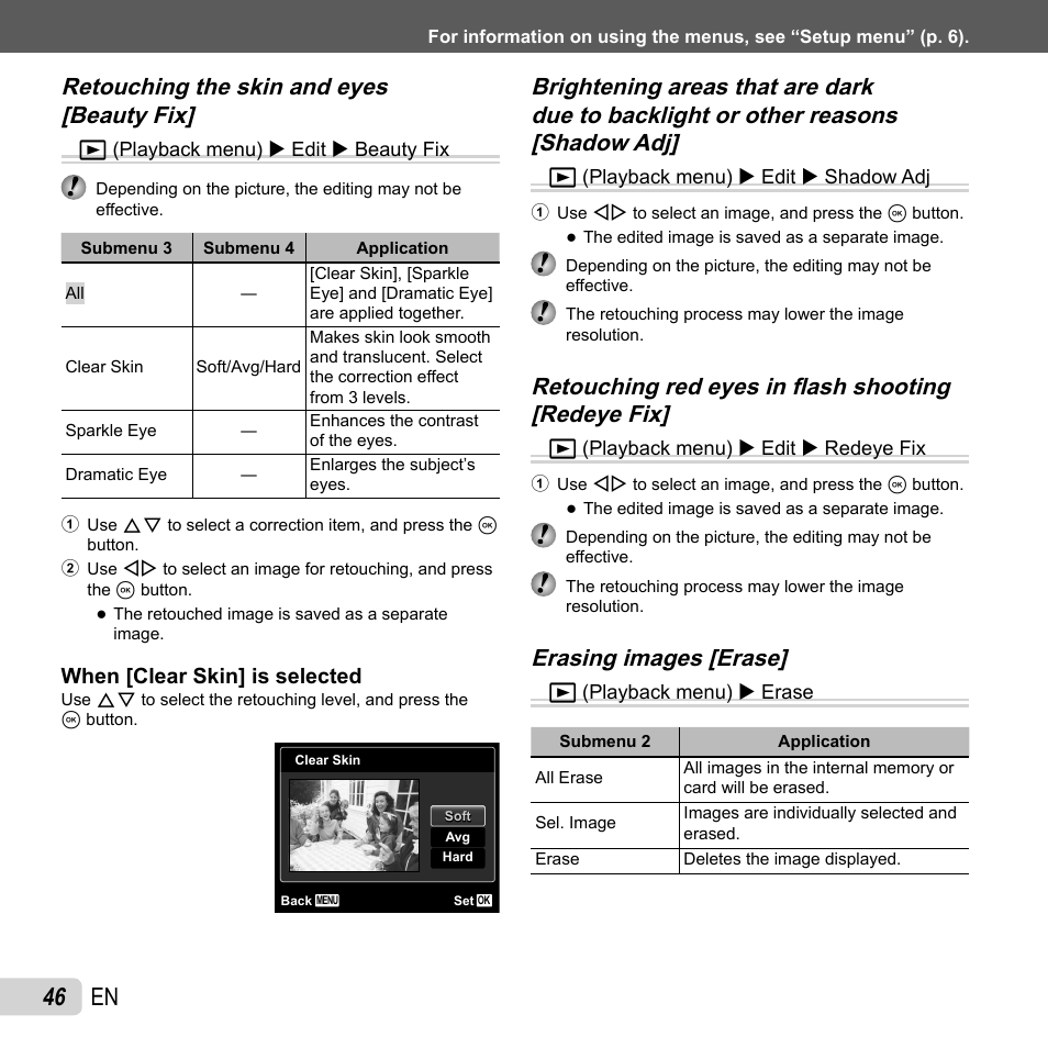 46 en, Erasing images [erase | Olympus TG-310 User Manual | Page 46 / 83