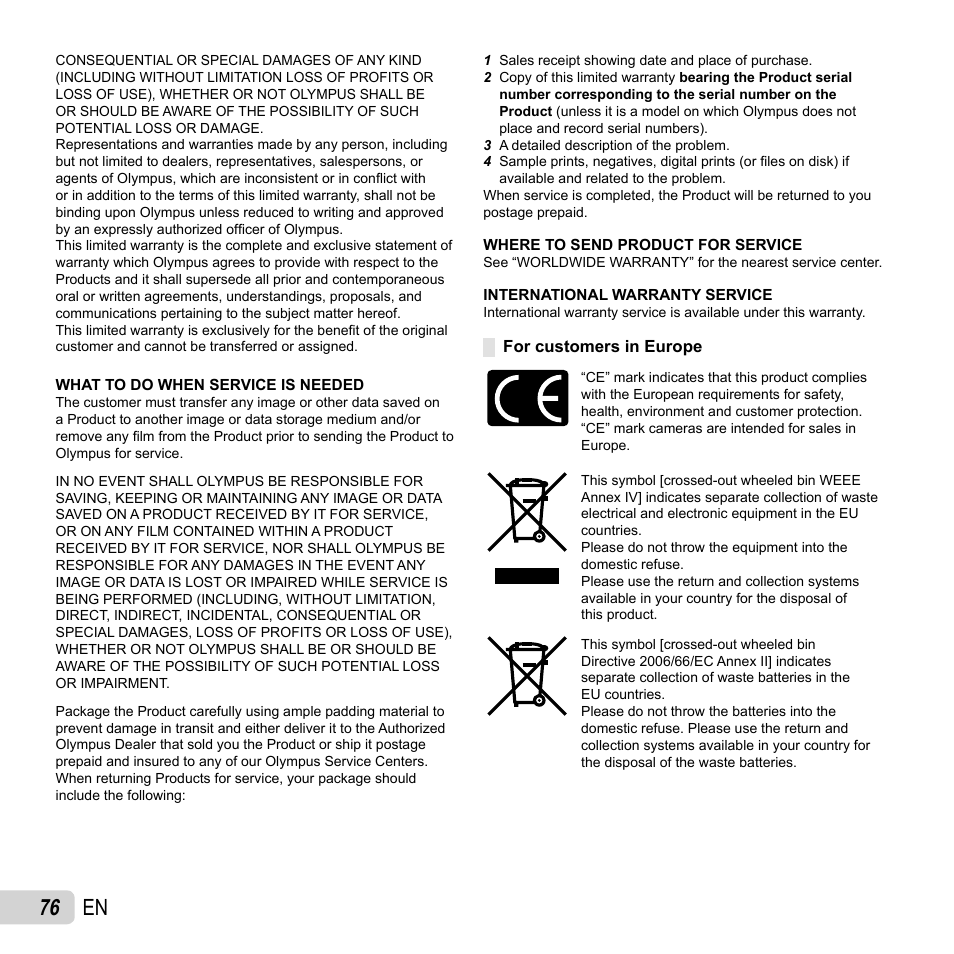 76 en | Olympus TG-310 User Manual | Page 76 / 83