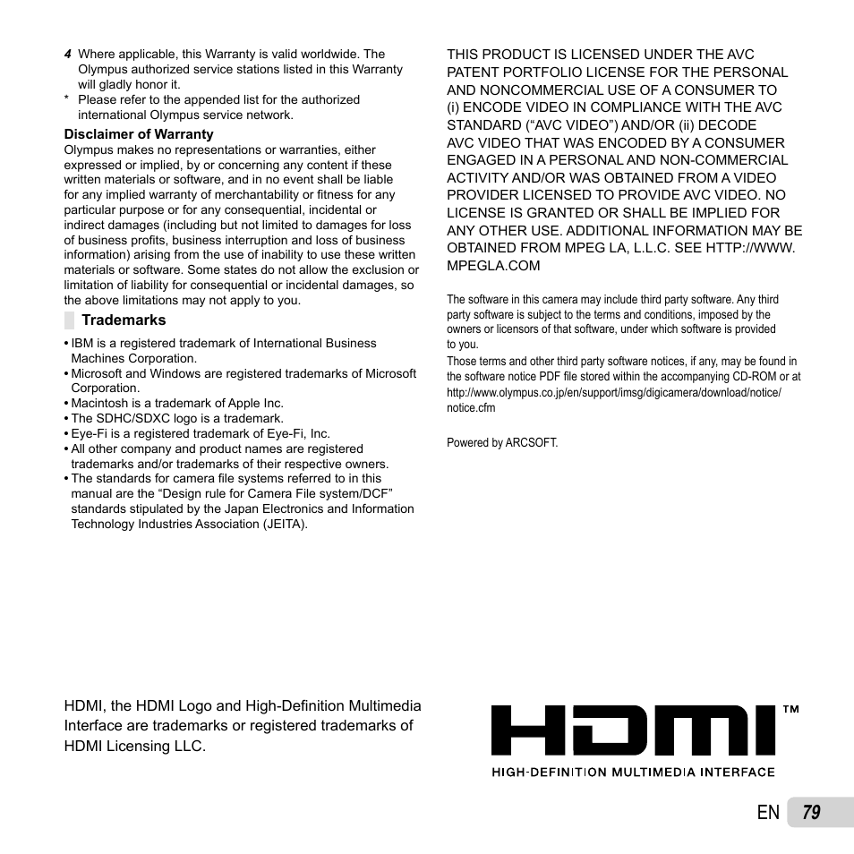 79 en | Olympus TG-310 User Manual | Page 79 / 83