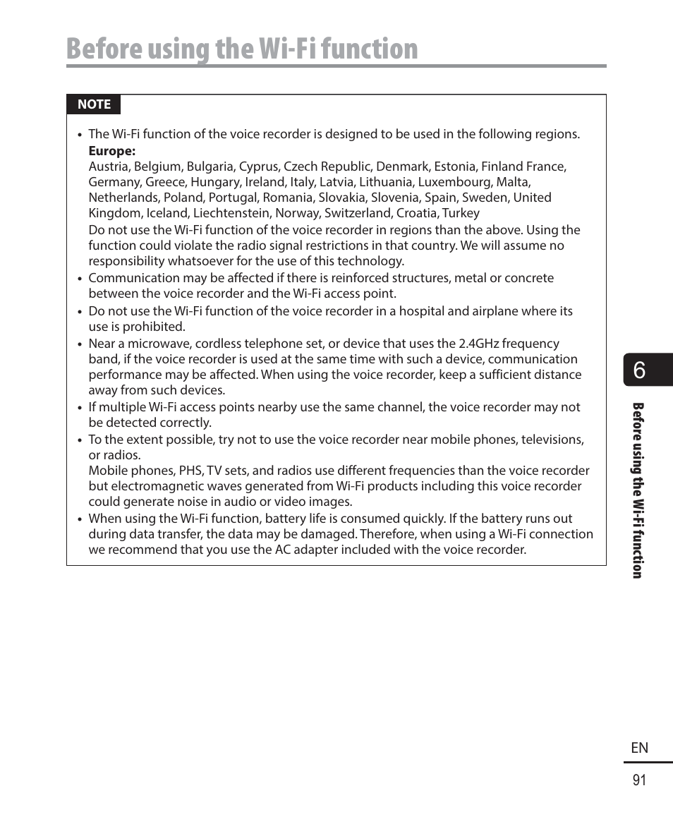 Before using the wi-fi function | Olympus DM901 User Manual | Page 91 / 132