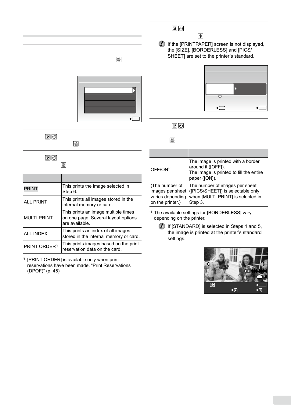 Changing the printer’s settings for printing, Use ab to select [size] (submenu 3), and press d | Olympus µ-5000 User Manual | Page 43 / 67
