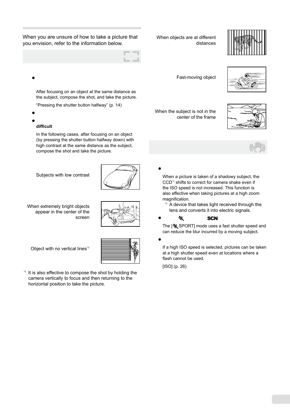 Shooting tips, Focusing, Camera shake | 51 en shooting tips | Olympus µ-5000 User Manual | Page 51 / 67